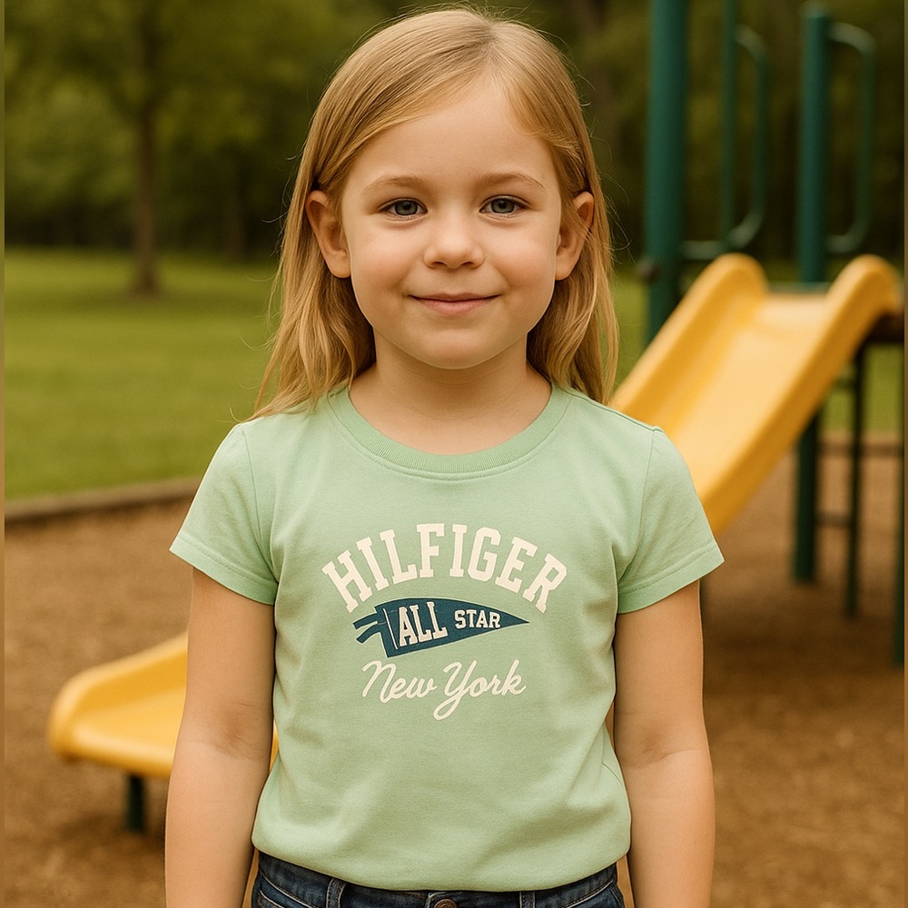Kids NWT Tommy Hilfiger Green All Star Short Sleeve Tee